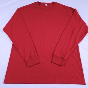 Jerzees Red Longsleeve Unisex T Shirt Size Large